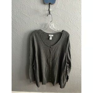 Womens Catherines Cardigan Sweater Gray Button Up Size 4X